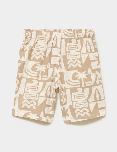 Bermuda droit taille &eacute;lastiqu&eacute;e coton sable gar&ccedil;on