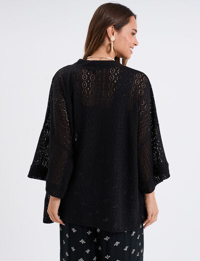 Veste esprit kimono dentelle noir femme