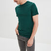 T-shirt droit en coton manches courtes vert fonc&eacute; homme