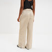 Pantalon plissé taille élastiquée jaune or femme