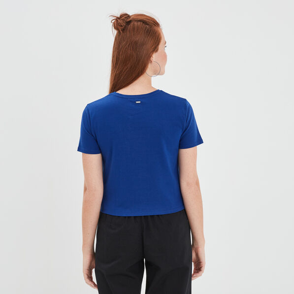 t shirt cropped ajuste broderie creeks bleu electrique femme T-shirt cropped ajusté broderie Creeks bleu electrique femme