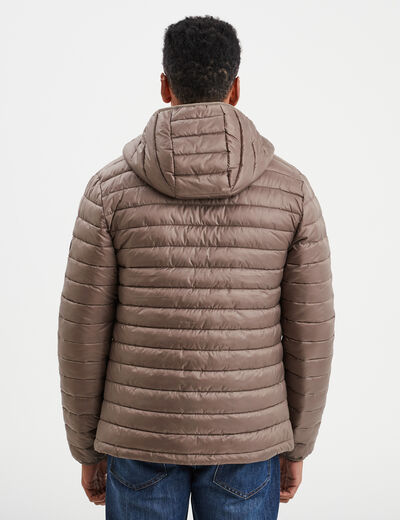 Doudoune légère déperlante à capuche taupe homme