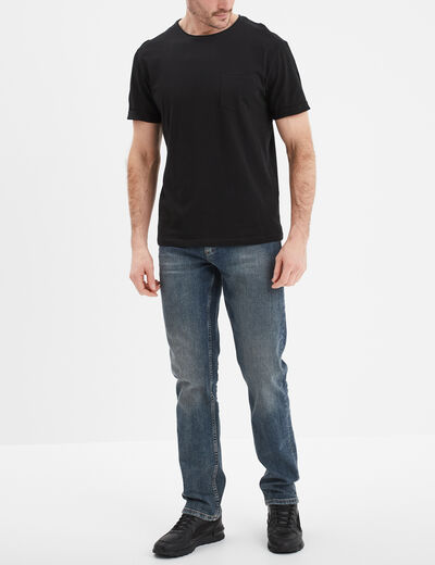 T-shirt col rond manches courtes Liberto noir homme