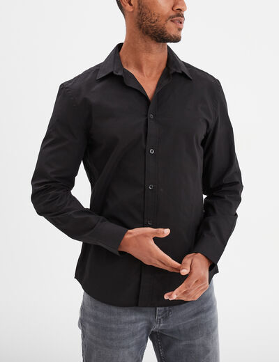 Chemise droite manches longues noir homme