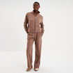 Pantalon jogging large taille &eacute;lastiqu&eacute;e marron cognac femme