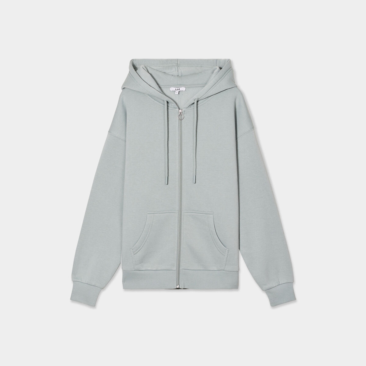Sweat zippé à capuche vert pastel femme