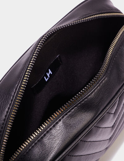 Sac bandouli&egrave;re matelass&eacute; noir femme