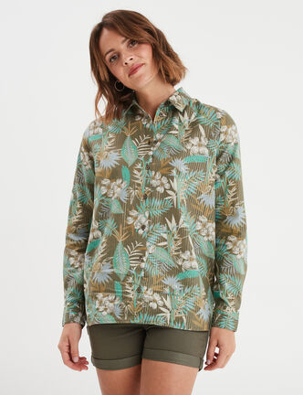 Chemise manches longues vert kaki femme