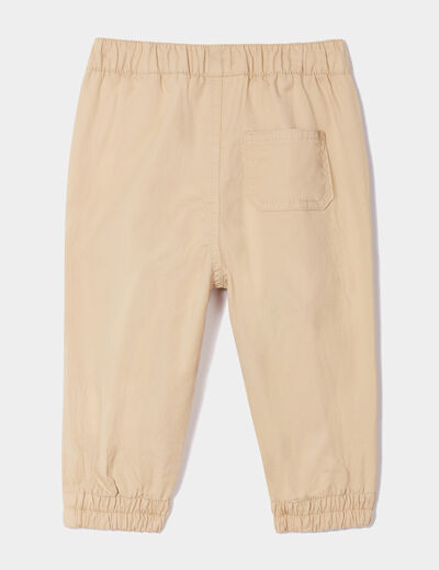 Jeans jogger coton bas élastiqué marron clair bébé garçon