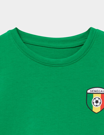 T-shirt maillot football S&eacute;n&eacute;gal coton vert menthe mixte