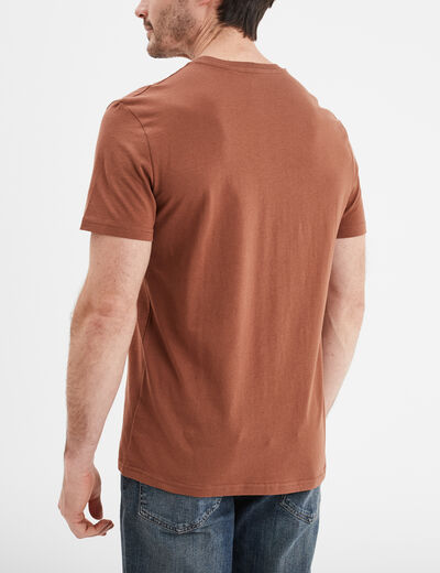 T-shirt en coton manches courtes marron homme
