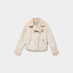 Veste col aviateur zipp&eacute;e doubl&eacute;e beige femme