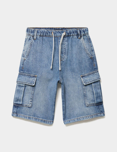 Bermuda en jean regular coton denim double stone gar&ccedil;on