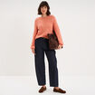 Pull col rond manches longues rose corail femme