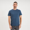 T-shirt textur&eacute; droit col rond coton bleu gris homme