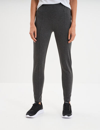 Legging taille haute &eacute;lastiqu&eacute;e gris fonc&eacute; femme