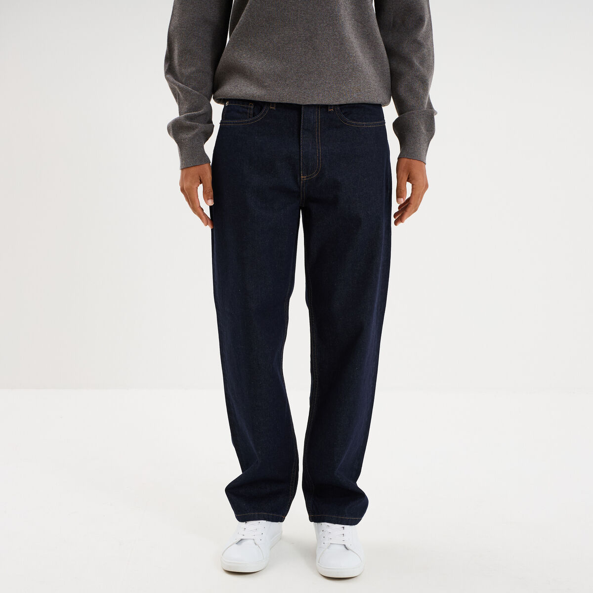 Jean relaxed 5 poches coton denim brut homme
