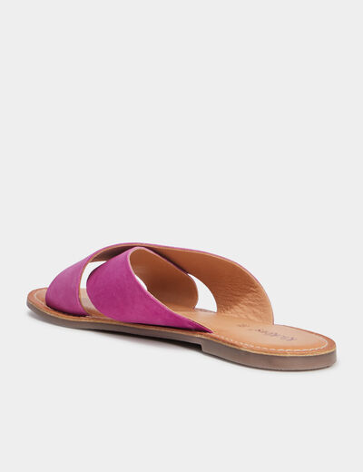 Mules brides croisées en cuir Kickers violet femme
