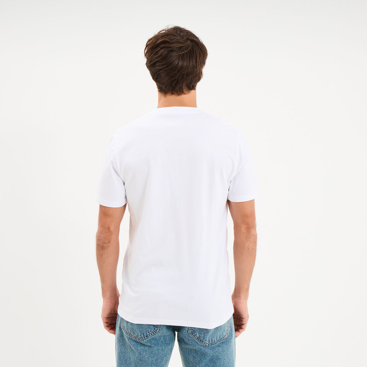 T-shirt col V slim stretch blanc homme
