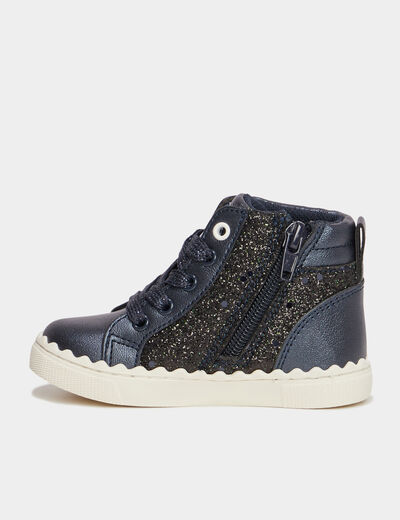 Baskets montantes zippées Creeks bleu marine bébé fille