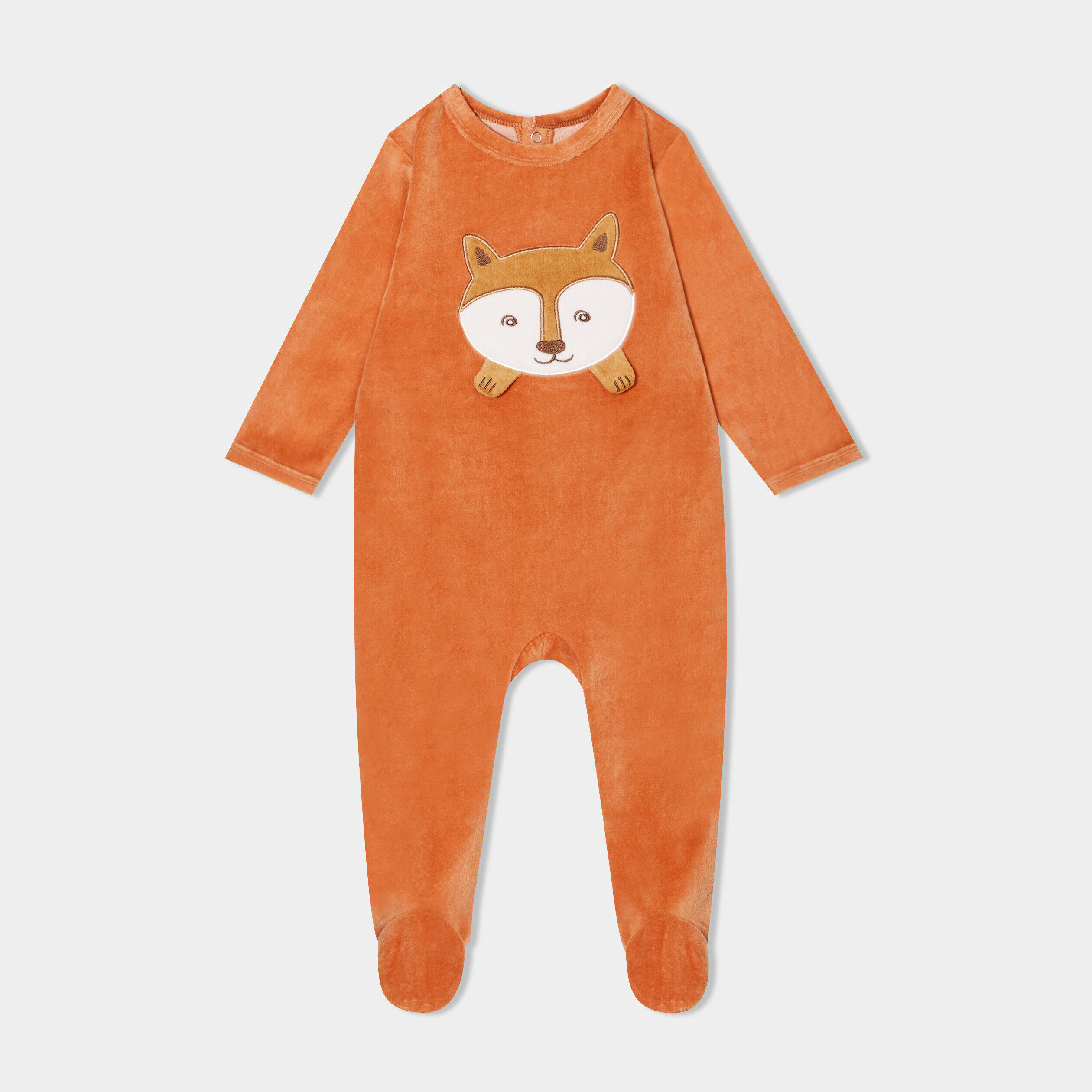 Pyjama dors-bien manches longues velours orange foncé mixte