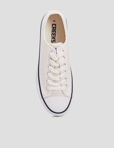 Tennis en toile &agrave; lacets blanc homme