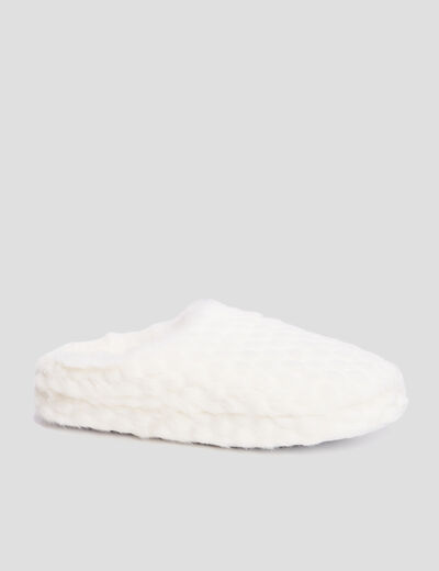Chaussons mules fausse fourrure blanc femme