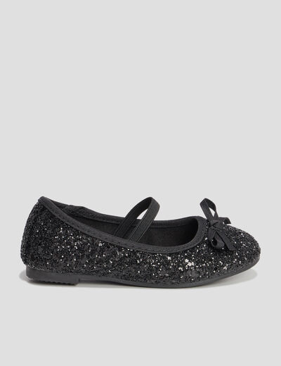 Ballerines à paillettes avec bride noir fille