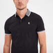 Polo coton stretch droit manches courtes noir homme