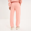 Pantalon jogging droit molleton rose poudr&eacute;e femme