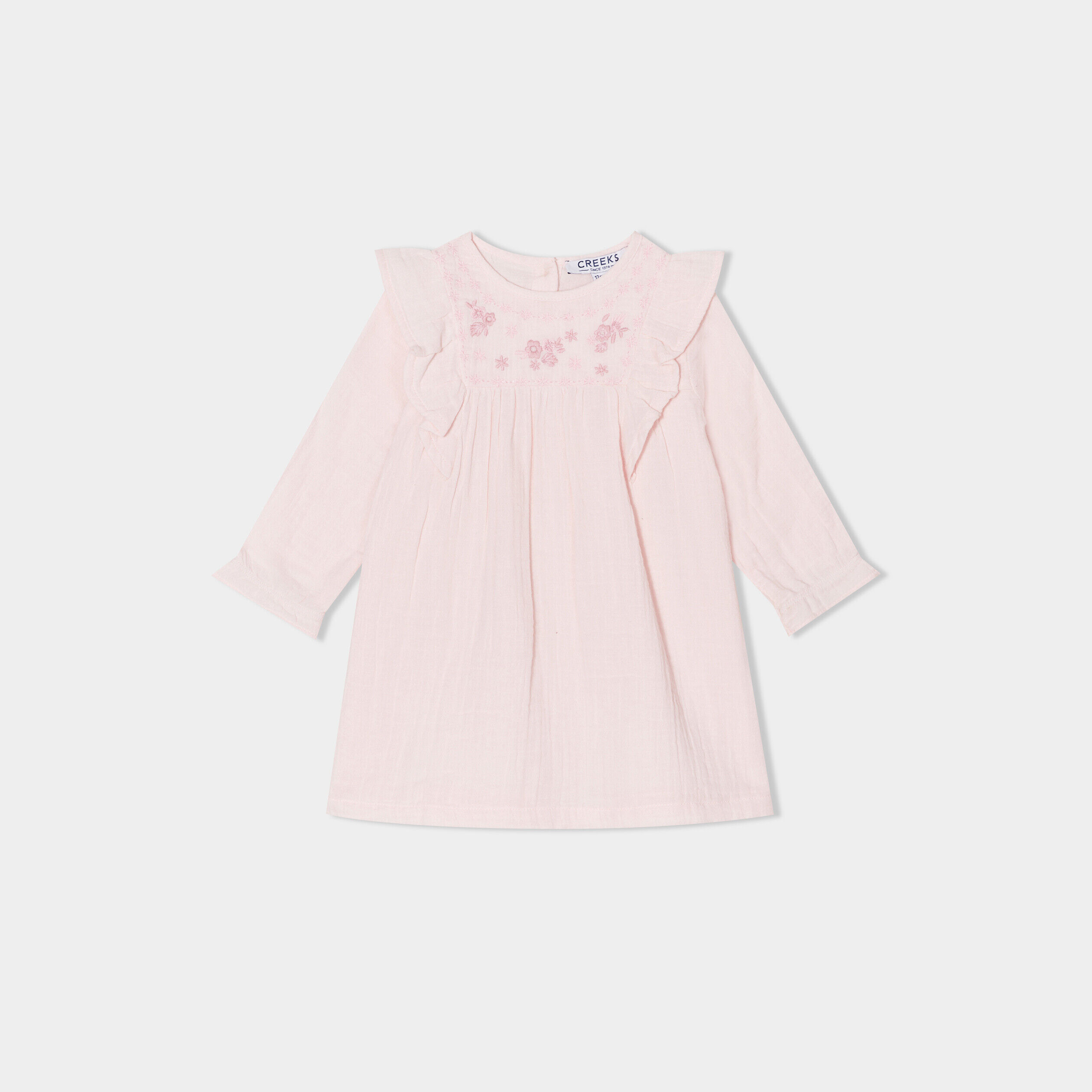 Robe à volants coton Creeks rose clair bébé fille CREEKS