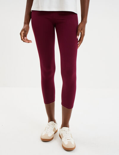 Legging 7/8 &egrave;me taille &eacute;lastiqu&eacute;e bordeaux femme