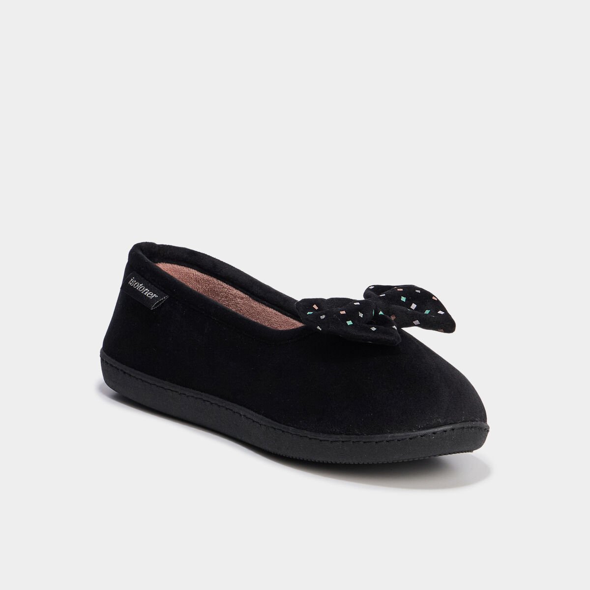 Chaussons ballerines effet velours vert anis femme