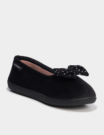 Chaussons ballerines effet velours vert anis femme