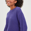Pull côtelé col rond manches longues violet femme