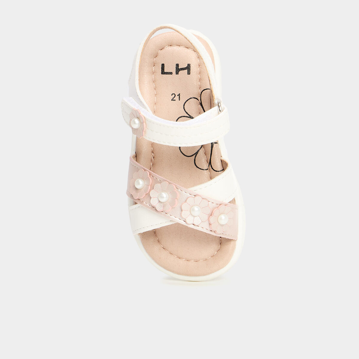 Sandales c&eacute;r&eacute;monie brides fleurs blanc b&eacute;b&eacute; fille