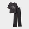 Ensemble pyjama pantalon et t-shirt gris foncé femme