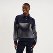 Pull col camionneur manches longues bleu marine femme