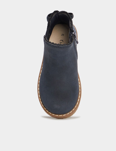 Bottines métallisées avec noeuds bleu marine fille