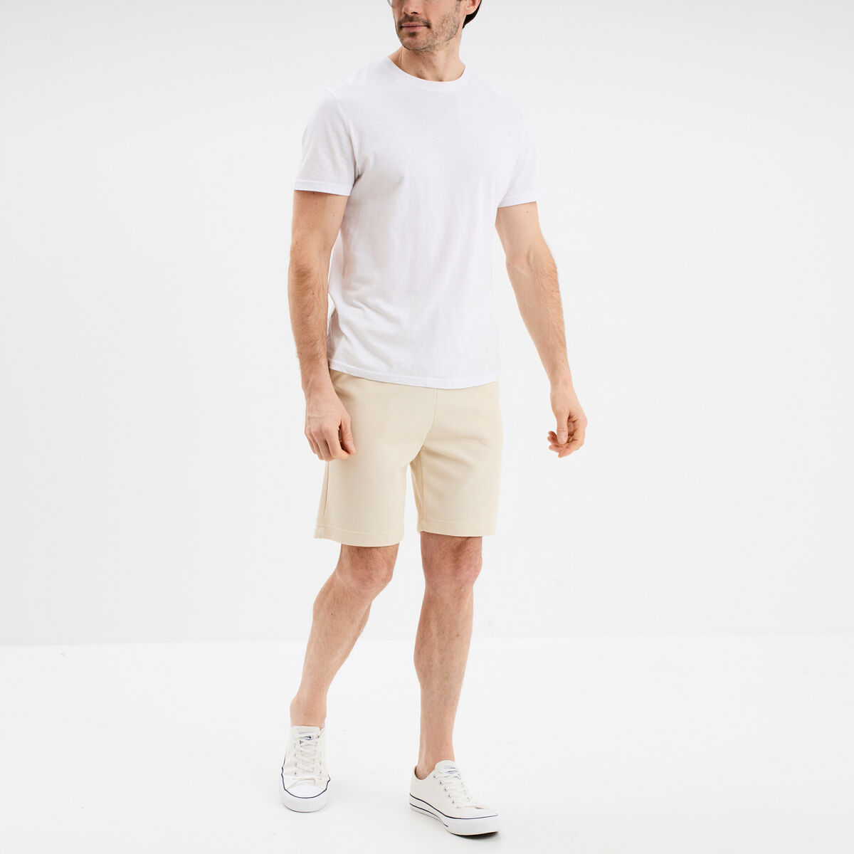 Bermuda droit effet reliéfé ecru homme