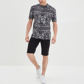 Bermuda droit stretch 5 poches coton noir homme