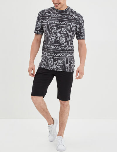 Bermuda droit stretch 5 poches coton noir homme