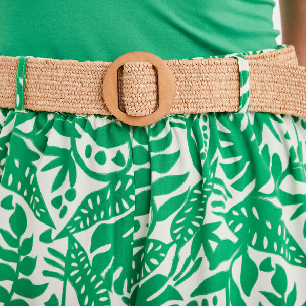 Pantalon large fluide avec ceinture vert femme