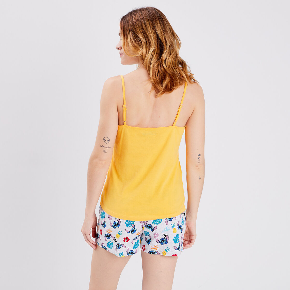 Ensemble pyjama 2 pièces Lilo et Stitch jaune moutarde femme