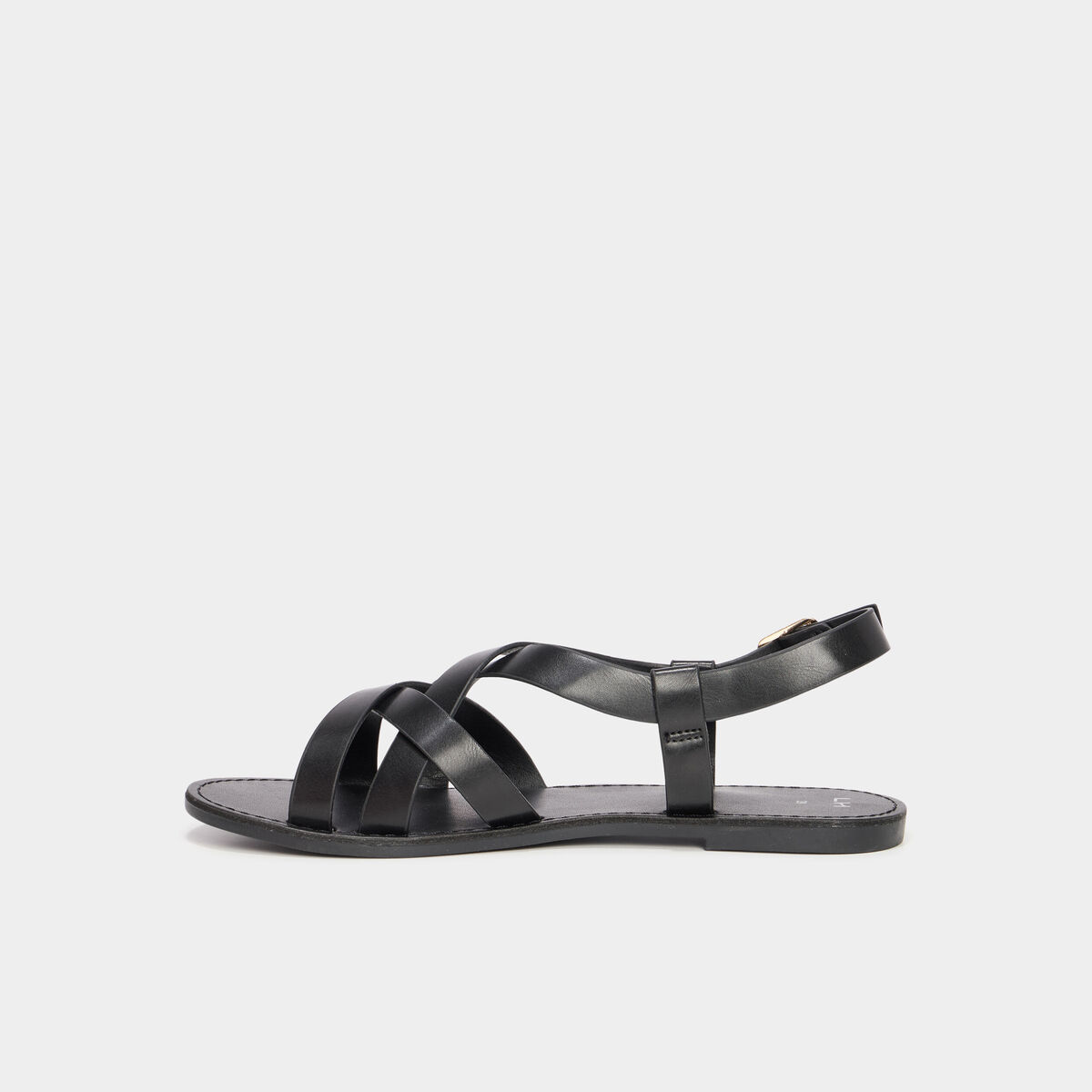 Sandales plates multibrides noir femme