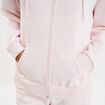 Sweat zipp&eacute; &agrave; capuche molleton rose clair femme