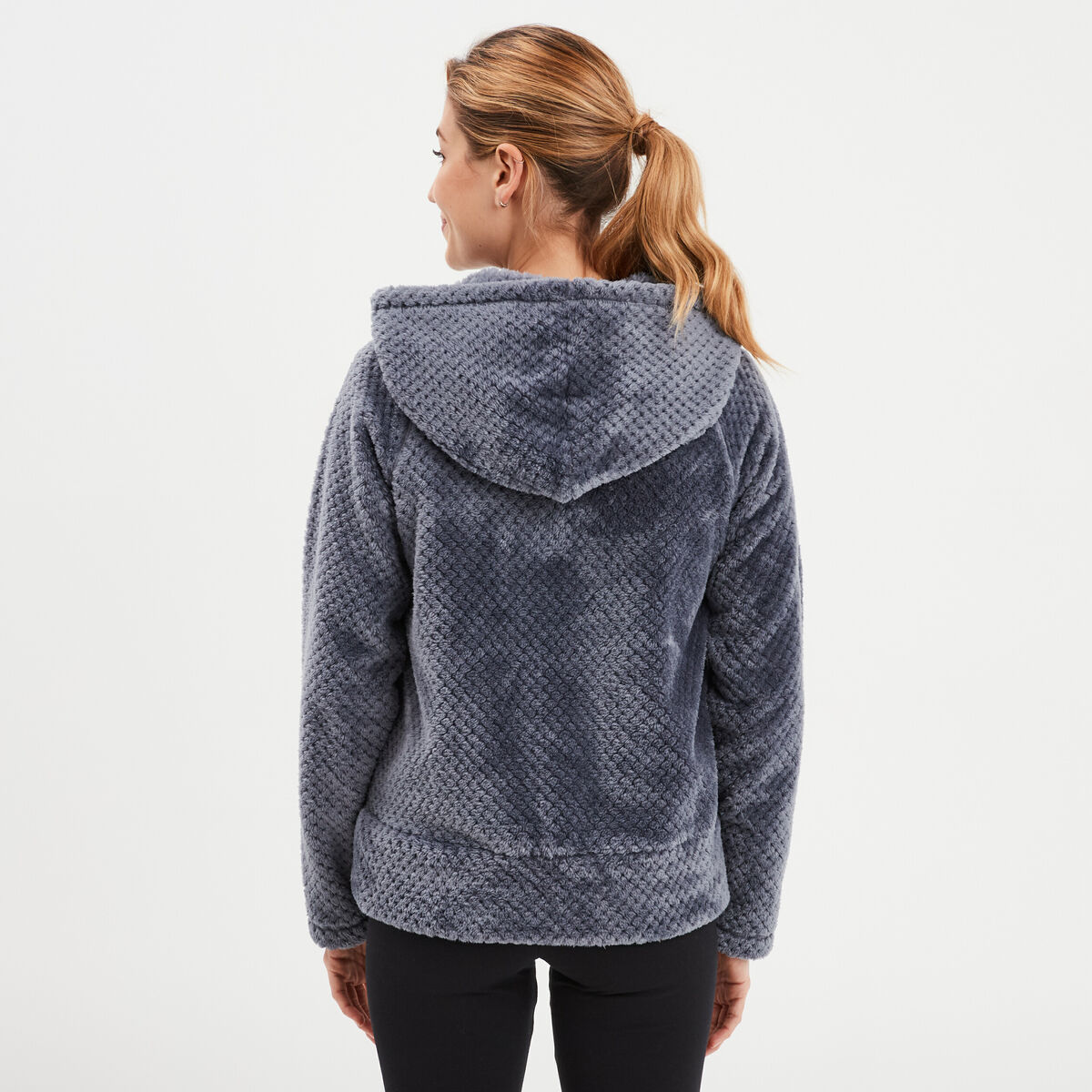 Veste de pyjama effet polaire bleu gris femme