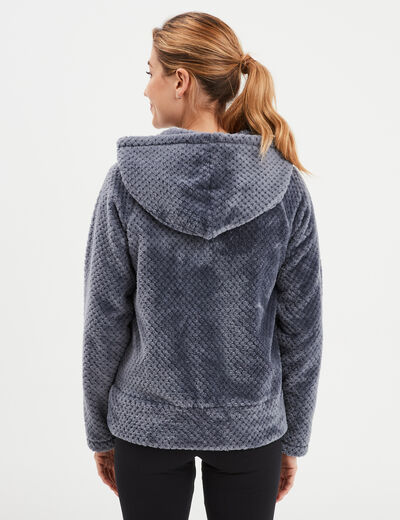 Veste de pyjama effet polaire bleu gris femme