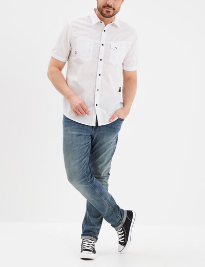 Chemise manches courtes à poches Liberto blanc homme