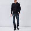 Pull jersey avec col en V noir homme